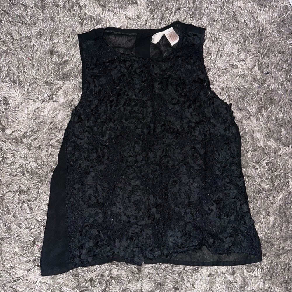 Mimi Chica Black Floral Lace Tank Top